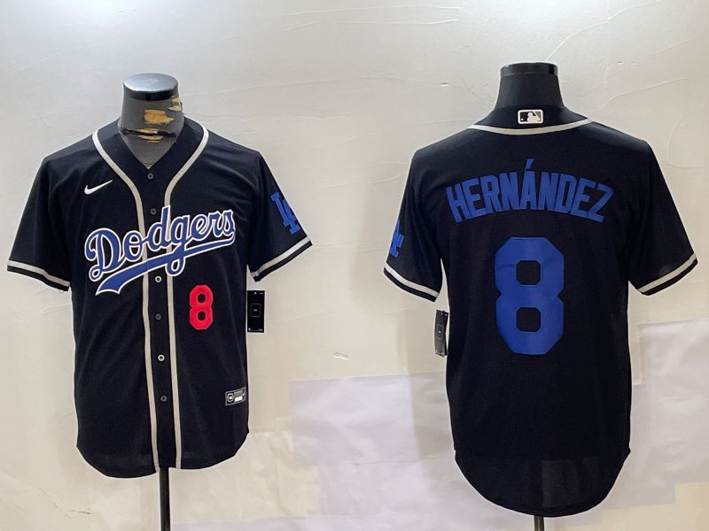 Men Los Angeles Dodgers #8 Hernandez Black Game 2024 Nike MLB Jersey style 11204